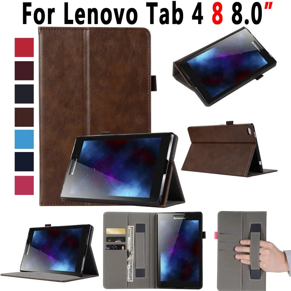 Премиум кожаный чехол для lenovo Tab 4 8 0 TB-8504F TB-8504 TB-8504N TB-8504X Smart Cover с карт памяти +