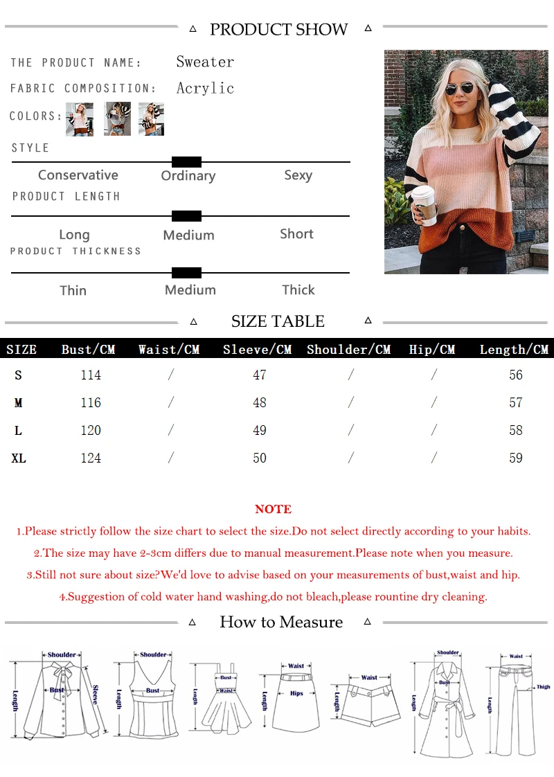 Fashion Autumn Winter Knitted Sweater Women New O-neck Striped Long Sleeve Plus Size Pullover Sweater Ladies Casual Sweater