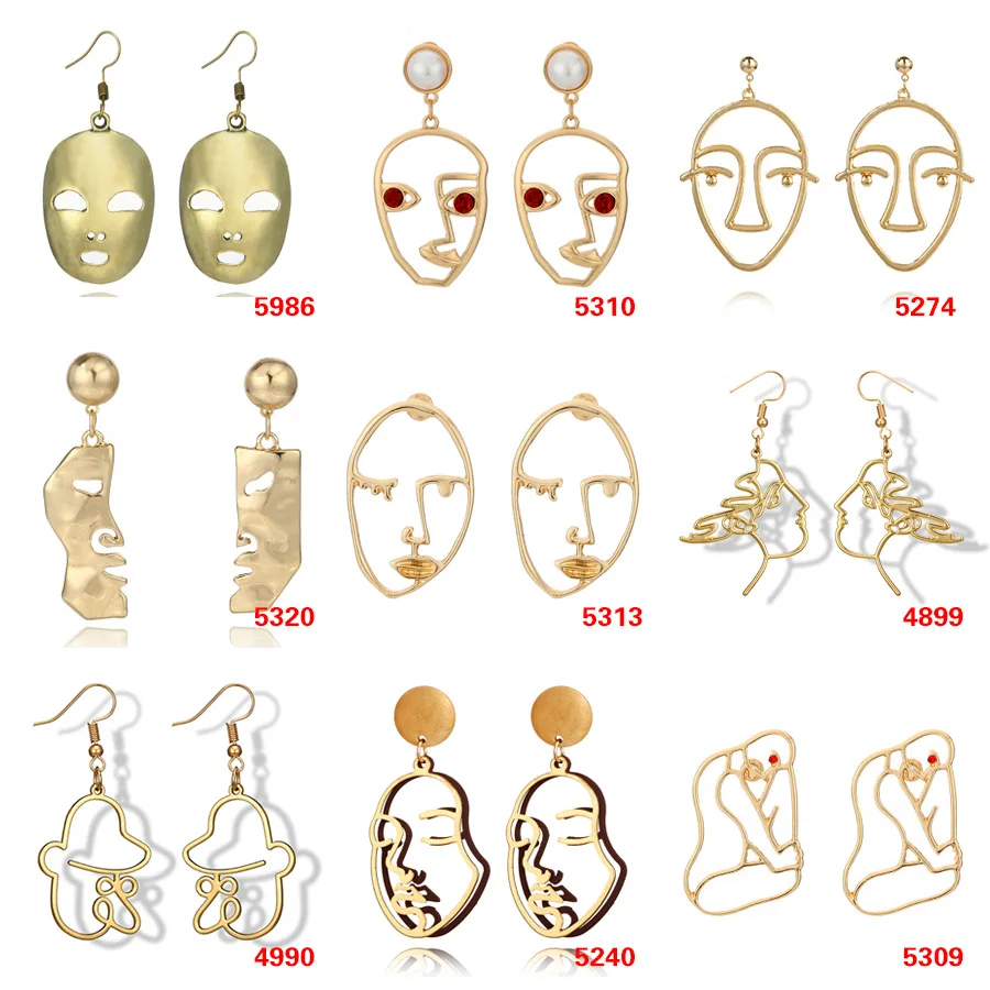 Женские Висячие серьги в стиле панк с изображением маски инопланетянина