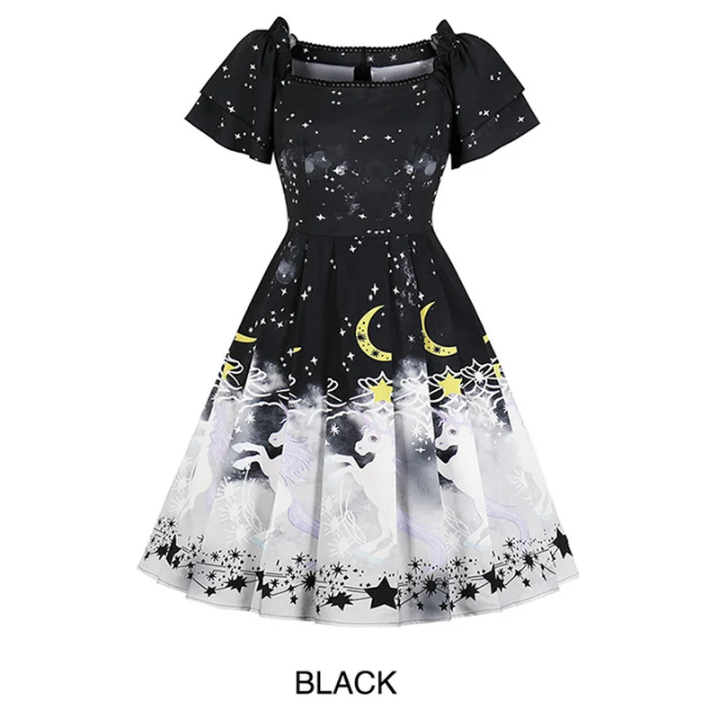 Joansam женские большие размеры миди элегантные модные с единорогом принтом платья