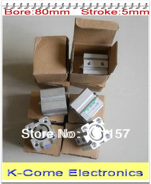 Пневматический Компактный воздушный цилиндр 80 мм диаметр отверстия 5 ход SDA 80*5