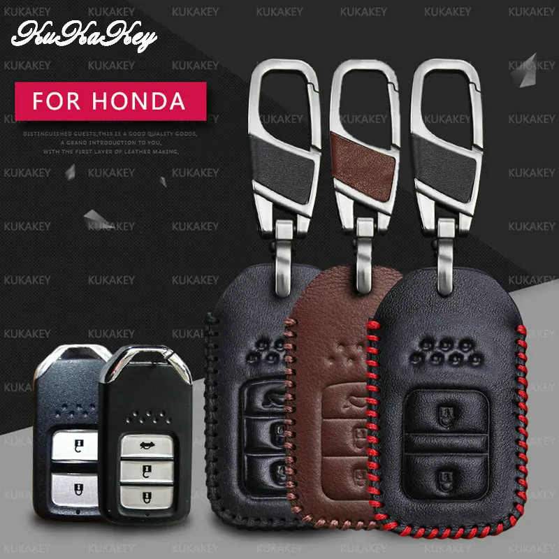 Kukakey кожаный чехол для ключей автомобиля держатель фурнитура брелоков Honda avancier CR V
