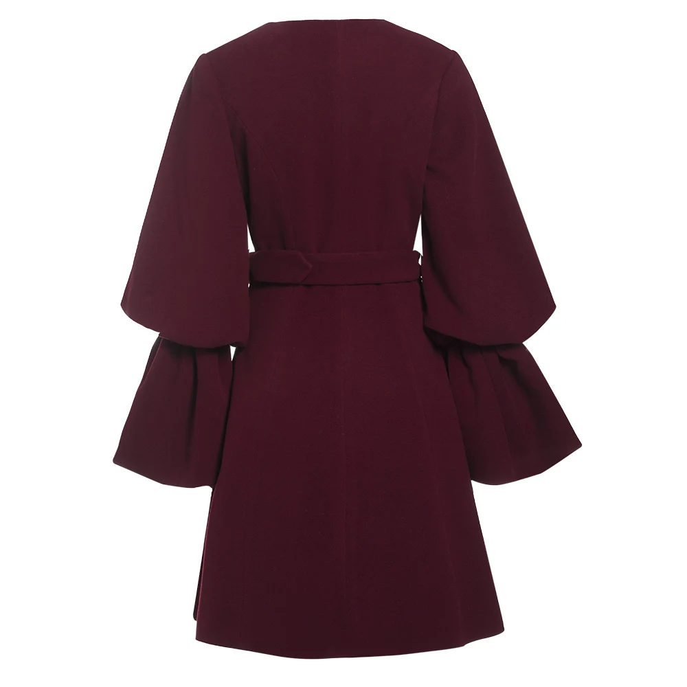 Для женщин Осень плащ ремень отворот линия пальто узкого кроя модные