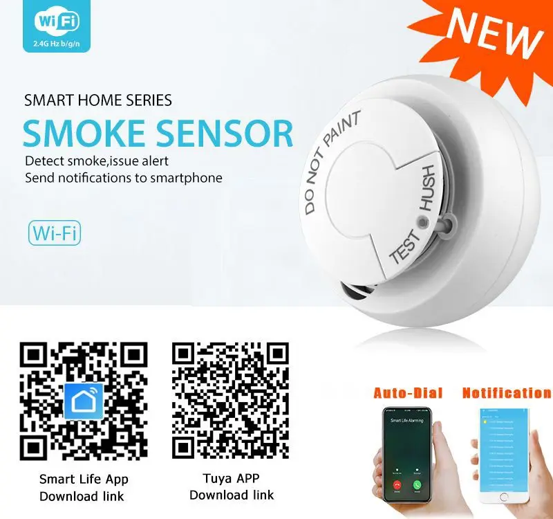 Tuya граффити умный дом приложение уведомить WiFi детектор дыма Сигнализация |