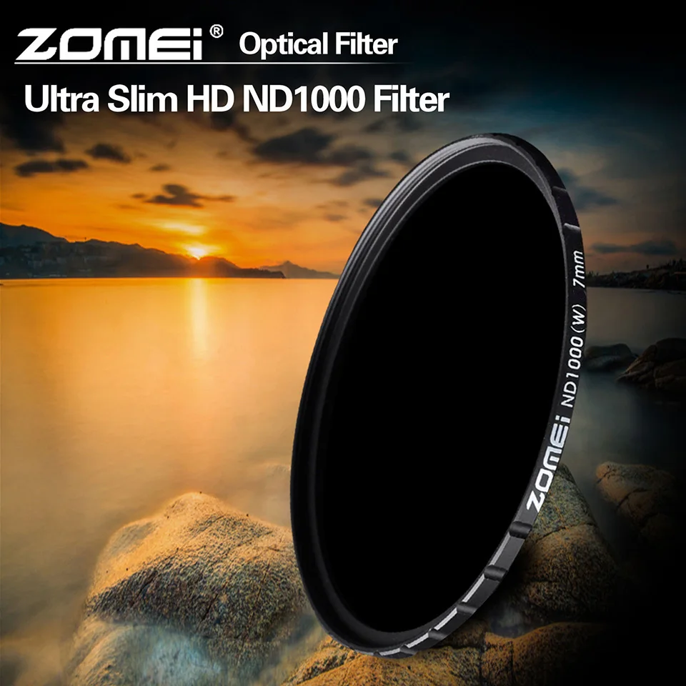 Фильтр для фотоаппарата Zomei оптическое стекло HD Slim ND1000 52/58/67/72/77/82 мм фильтр 10 stop с