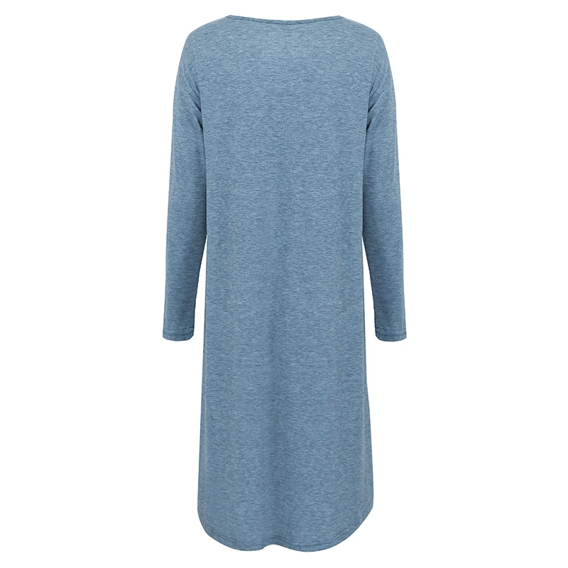 Женское асимметричное платье однотонное облегающее с круглым вырезом и длинным