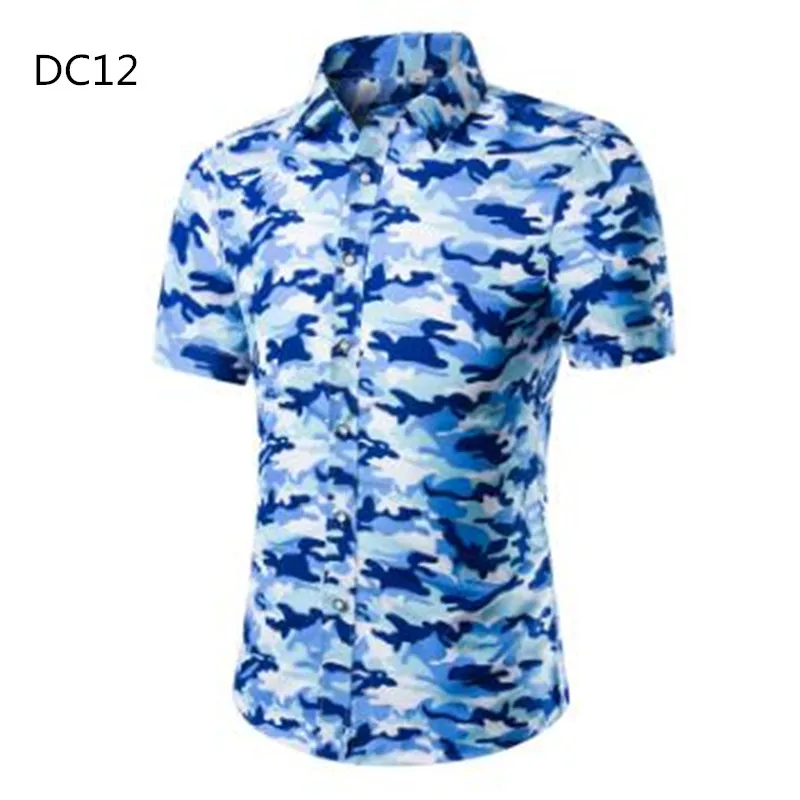 

2023 Fashion Mens Casual Floral Short Sleeve Hawaiian Shirt Summer Camouflage Shirt For Men Asian Size M-3XL 12 Color