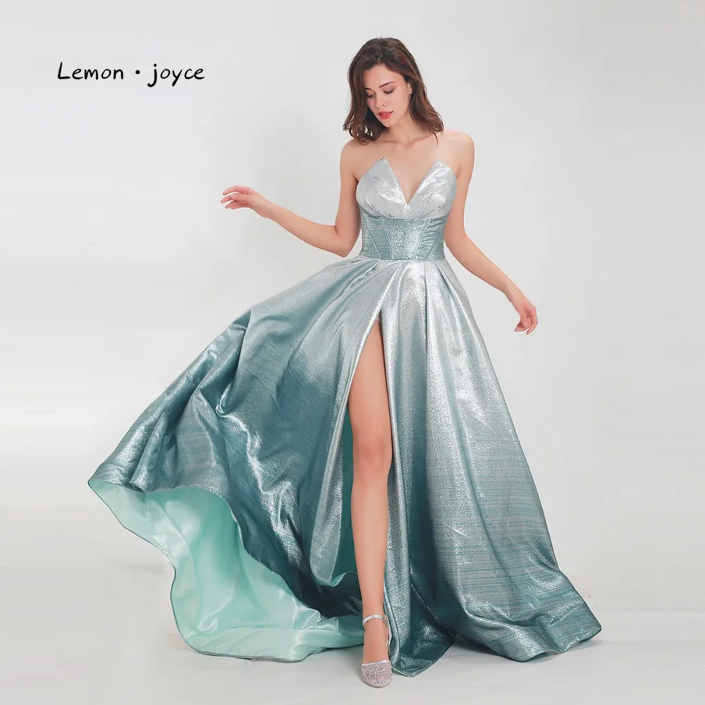 Женское длинное вечернее платье Lemon joyce блестящее с высоким разрезом для