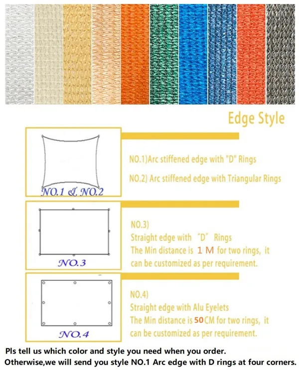 3x5 м/шт сеть из полиэтилена высокой плотности солнцезащитный навес 95% затенение УФ-защита для Садовая сеть патио Дворовые оттенки - Цвет: Custom Color Style