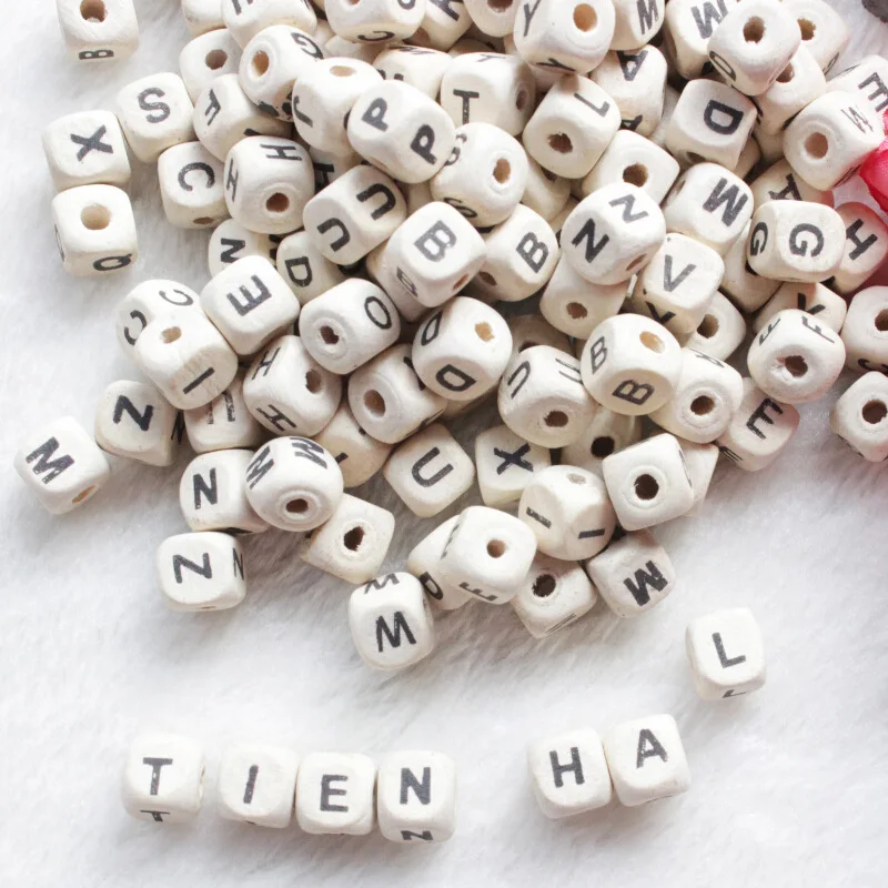 200 шт. деревянные бусины с буквами английского алфавита 10 мм|beads for diy|wooden beadsbeads letters