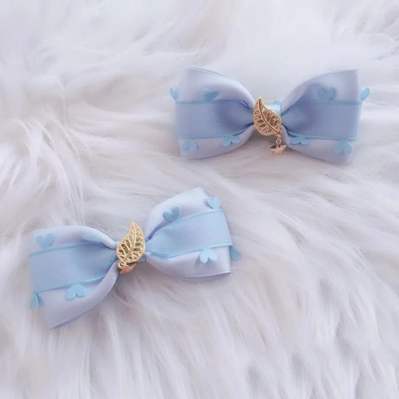 

Lolita Japanese Blue Dream Color Women Handmade KC Head band Bow Hairpin hair clasp Cosplay Hair Accessories Side Clip