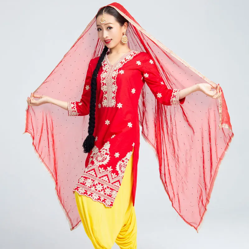 

Indian Dance Performance Clothes Bollywood Dance Costume Oriental Dance Costume For Women Folk Dance Wear 2 Piece Set DQL926