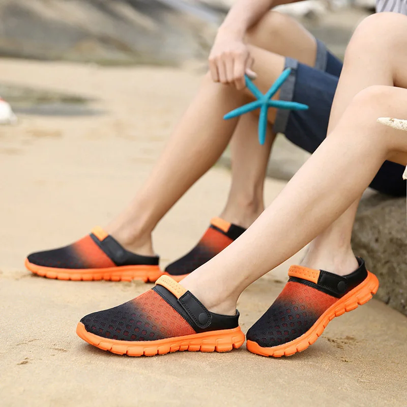 Men Soft Slippers Summer Lovers Gradient Large Size Sandals Breathable Upstream Shoe with Drain Hole Quick Drying Loafer ME426 | Обувь