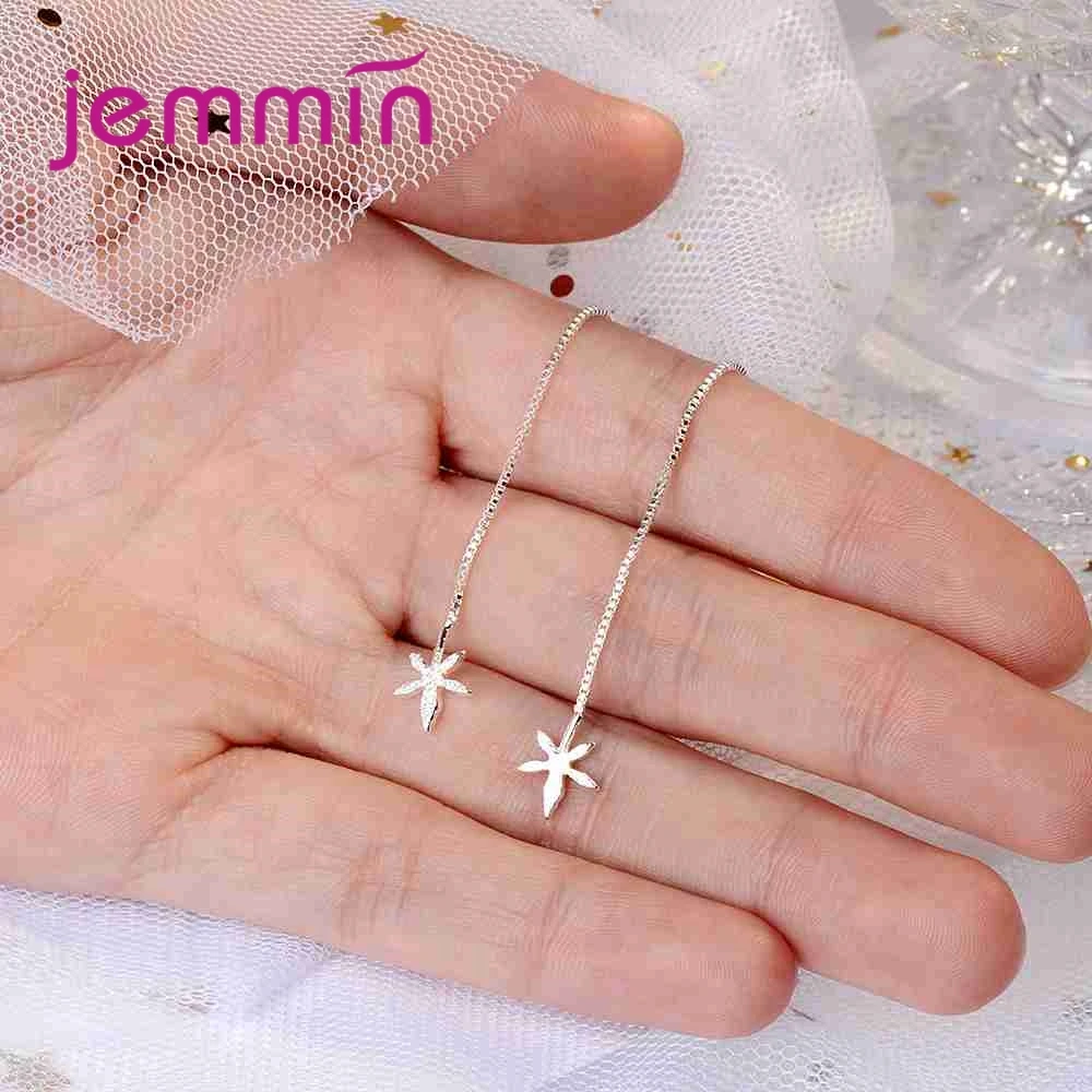 Серьги женские из серебра 925 пробы с тонкой цепочкой | Украшения и аксессуары