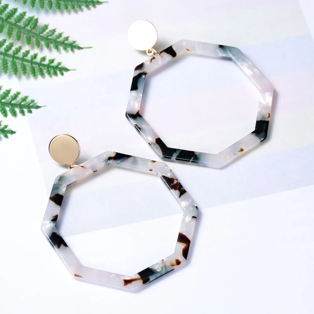 Новый модный разноцветный акриловый многоугольник Висячие серьги для женщин