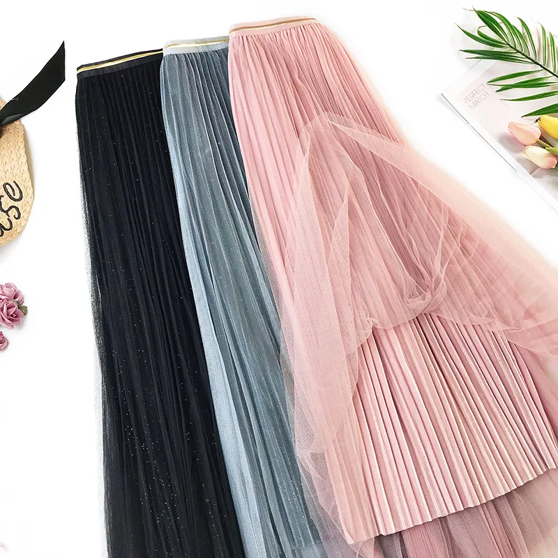 2019 Весна новое поступление сверкающая Золотая Бархатная плиссированная юбка