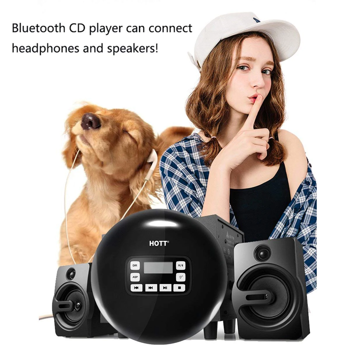 HOTT CD611T портативный Bluetooth CD-плеер с перезаряжаемой батареей светодиодный дисплей, CD walkman наслаждаться музыкой и аудиокнигой