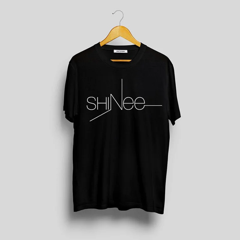 Черный Kpop Merch Shinee World T-Shirt Women Casual Members Jonghyun Shinee Logo T Shirt Seoul Harajuku O Neck T Shirts - Цвет: Черный