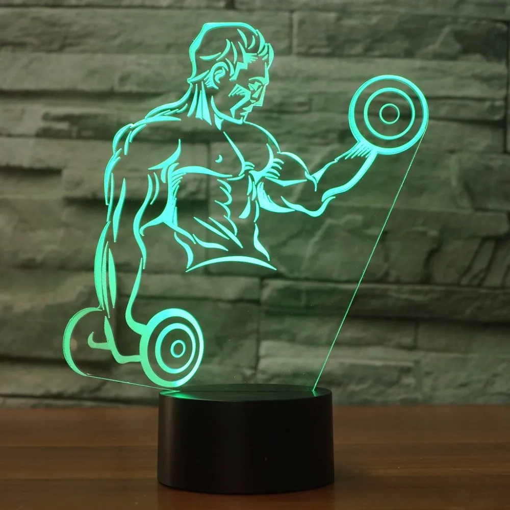 Светодиодный 3d светильник для бодибилдинга мощный мышечный мужской ночник 7