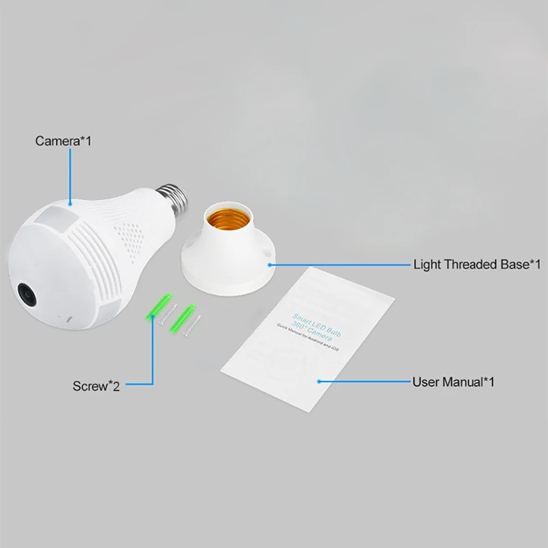 360 светодио дный градусов умная светодиодная камера домашней безопасности WiFi s
