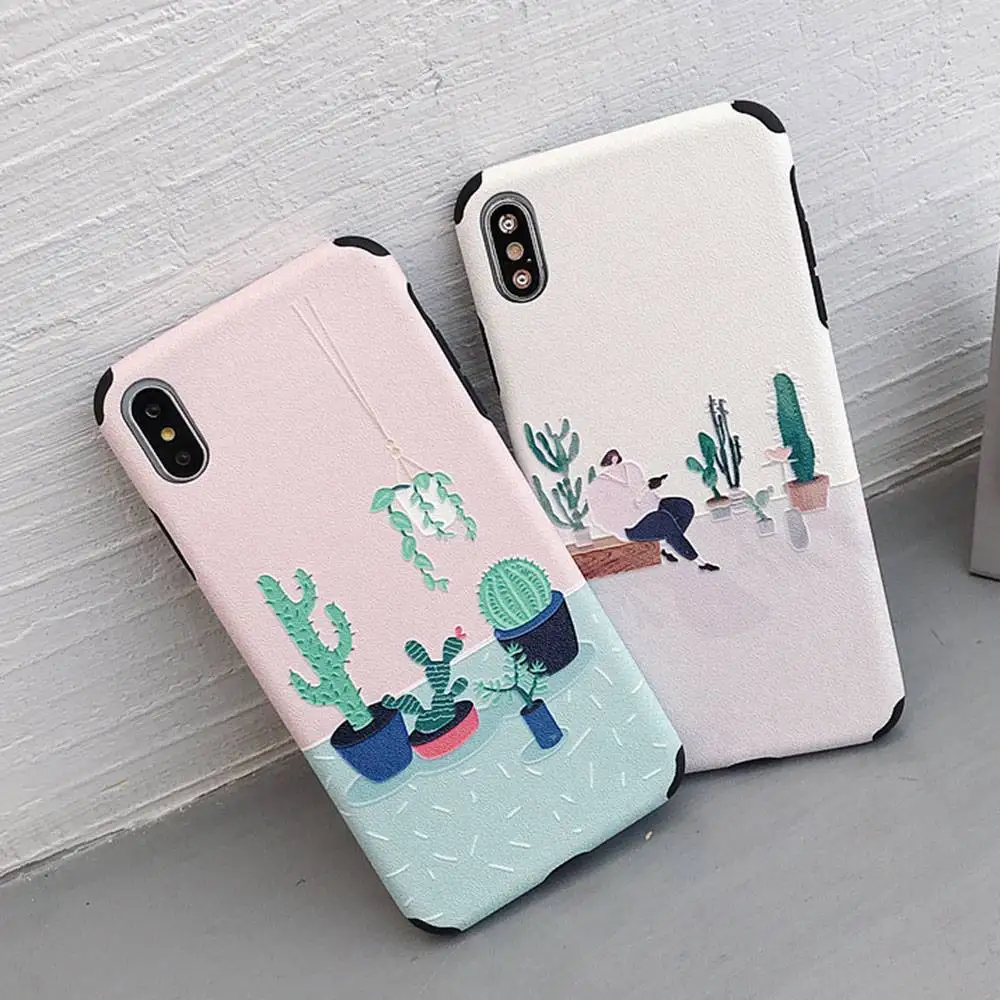 KISSCASE Illustrated Embossed Case For iPhone 7 8 XR X XS MAX Pattern Back Covers Plus 6 6S Soft TPU Cases |