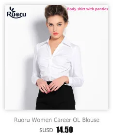 Ruoru боди рубашка женские блузки Blusas Blusa Повседневная блузка Рубашки белые синие Топы с длинным рукавом боди Одежда офисные рубашки