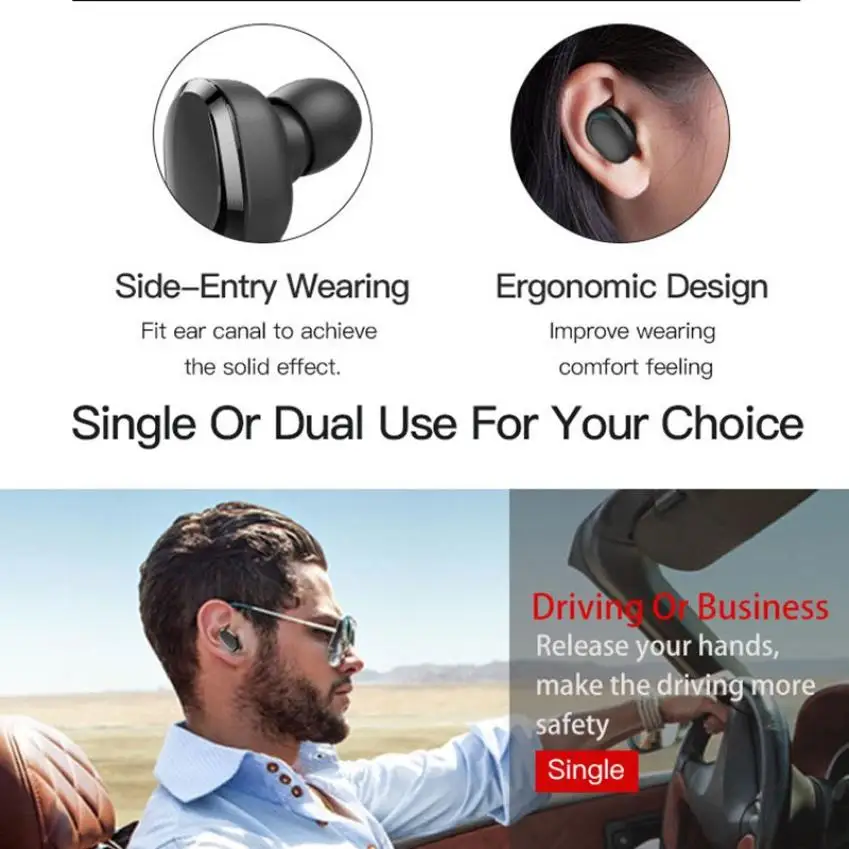 T12 Bluetooth наушники 5 0 настоящие беспроводные спортивные громкой связи Наушники с