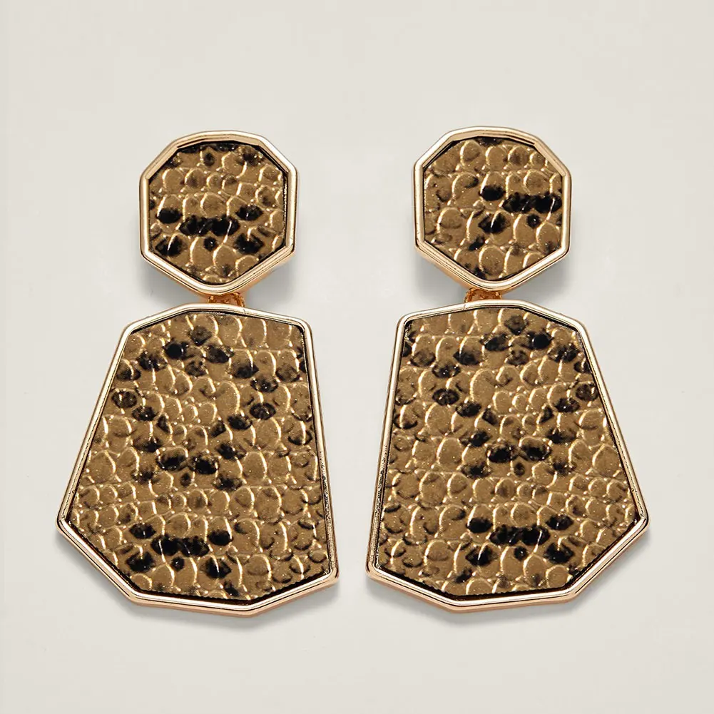 Flatfoosie ZA Leopard Длинные висячие серьги для женщин Мода Круглый геометрический кожа Винтаж себе Богемские серьги-подвески ювелирные изделия