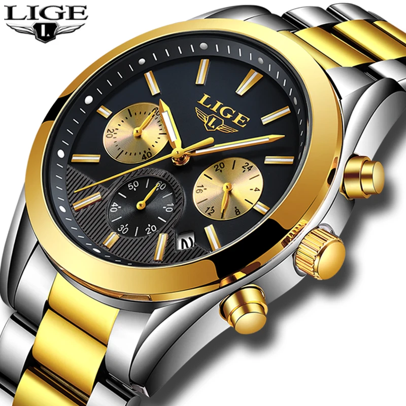 Relojes Hombre 2018 новые LIGE мужские часы Лидирующий бренд Роскошные полностью стальные