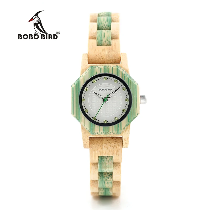 BOBO BIRD/O12 Женские бамбуковые деревянные кварцевые часы шестигранный чехол