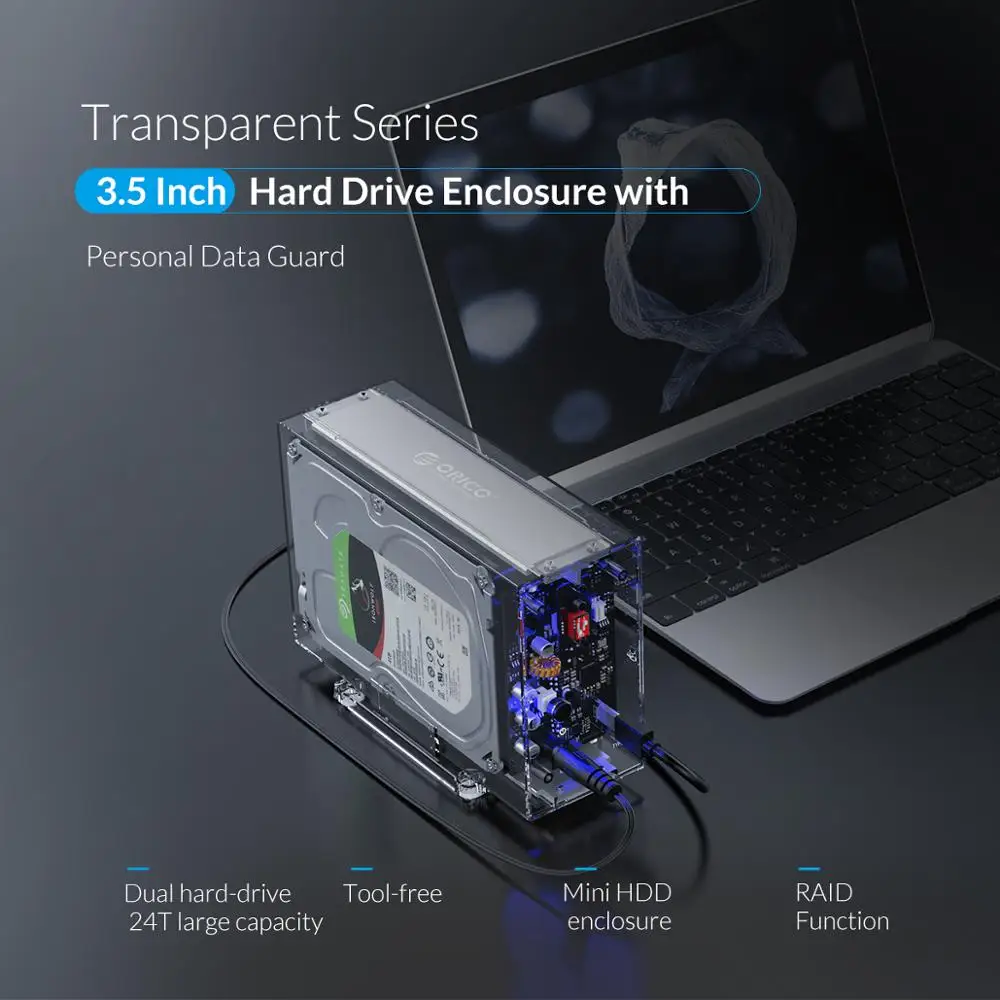 Корпус для внешнего жесткого диска ORICO 3 5 дюйма RAID 0 1 PM SPAN Прозрачный чехол SATA