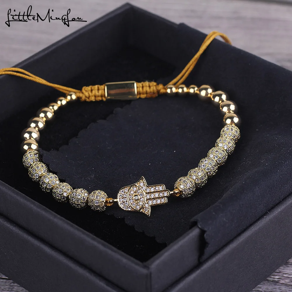 Роскошный браслет с кубическим цирконием и злыми глазами очаровательные медные