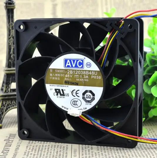 Оригинальный аутентичный AVC 12 см 2B12038B48U DC 48 В 1.3A 4 проводной большой вентилятор