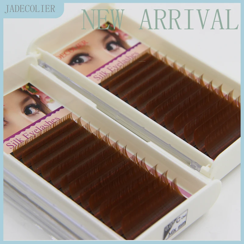 

Jadecollier 1 Tray 12 rows Mix Length 8-15mm Caramel Color Mink Eyelash Extension 0.07 C/D Curl Dark Brown Individual Lashes