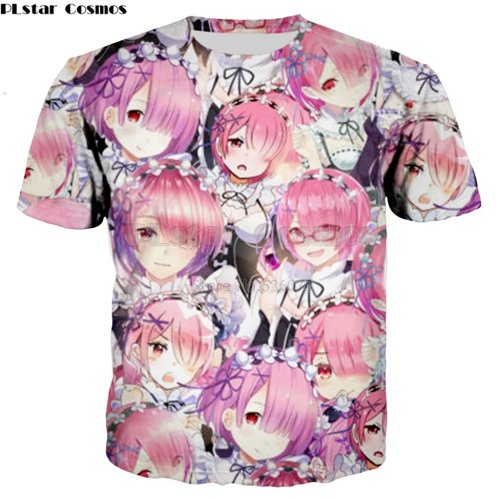 PLstar Cosmos летняя модная мужская женская футболка аниме Re: Zero Fullprint 3D печать футболка s Harajuku Повседневная футболка