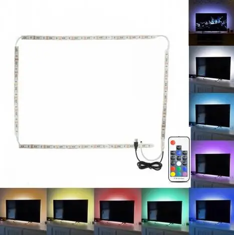 USB В 5 в RGB светодиодные полосы света 60 светодио дный led s светодио дный/m 30 led s/m светодио дный led домашний кинотеатр тв USB подсветка акцент свет комплект компьютер RGB светодио дный светодиодные ленты свет комплект - Испускаемый цвет: 30led 2x50cm 2x100cm
