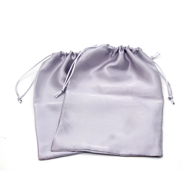 silver Пустой запас 18x25 см атласный Шелковый парик сумки для подарка волос удлинительная упаковка мешок шнурок принять девственницы мешок для волос - Цвет: silver