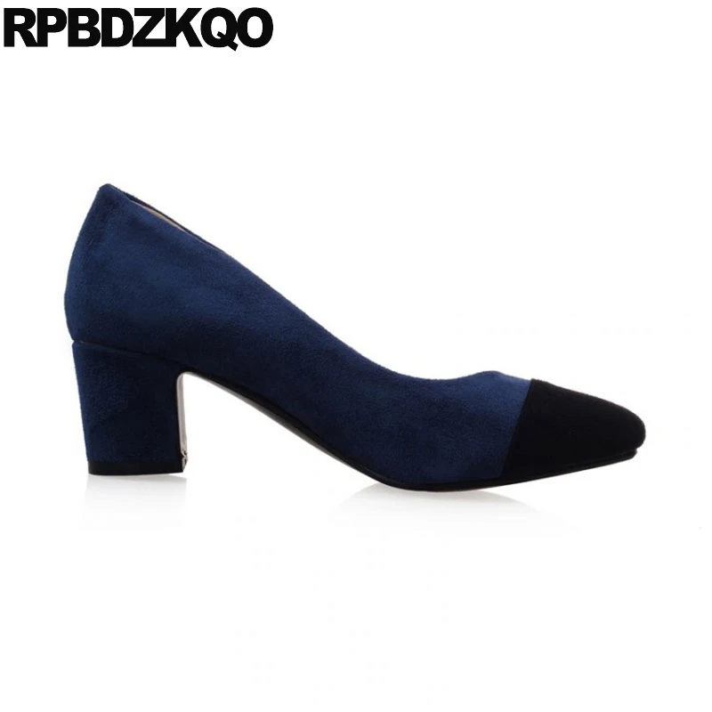 Женские замшевые туфли на квадратном каблуке размеры до 43|square toe|high high heelssquared shoes |