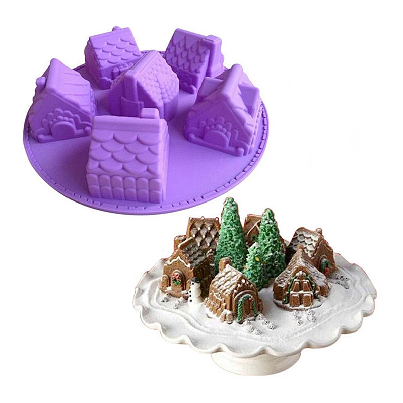 Chocolate Cake Mold Silicone 3D Christmas Gingerbread House For Houses Baking Tools Decorating Cookie Bakeware Mould | Дом и сад
