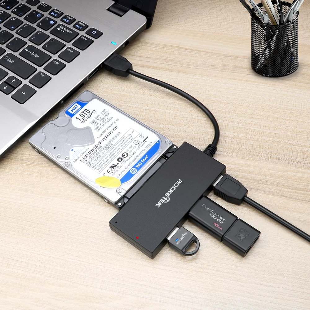 Rocketek Мульти usb 3,0 концентратор порт 2,5 SATA адаптер разветвитель питания жесткий диск SSD HDD на SATA 22 Pin ПК компьютер Ноутбук аксессуары