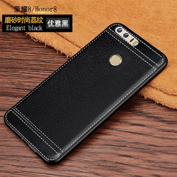 Силиконовый чехол Litchi cortex для huawei Honor 8 funda hoesje lychee кожаный матовый мягкий из ТПУ