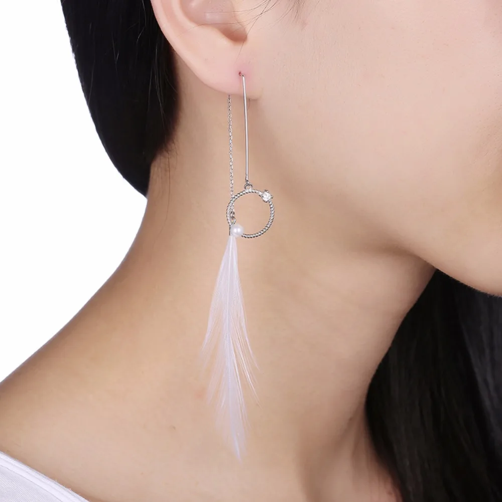 INALIS серьги с перьями свисающие для женщин Brincos Bijoux Букле д 'Орель ювелирное