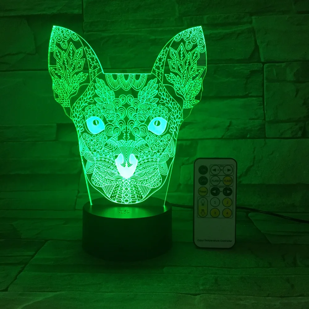 Ночсветильник с большими ушами для влюбленных кошек 3D USB сенсорный выключатель и