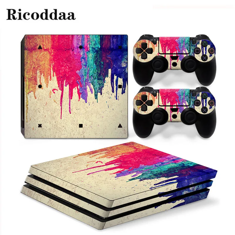 Многоцветная Виниловая наклейка для PS4 Pro консоль + 2 контроллера PCV Sony Playstation 4