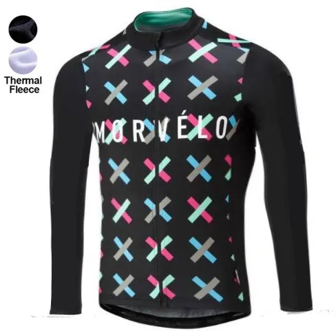 Morvelo Зимняя Теплая Флисовая велосипедная майка с длинным рукавом Ropa ciclismo hombre велосипедная Одежда для велосипеда Майо Ciclismo Топы