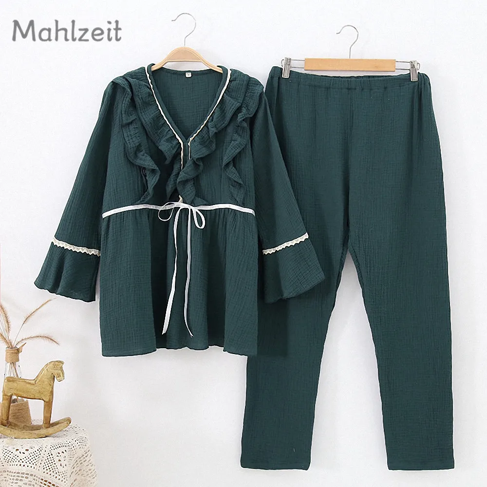 Летняя и осенняя одежда для беременных кормящих женщин 100% хлопок мягкая Пижама