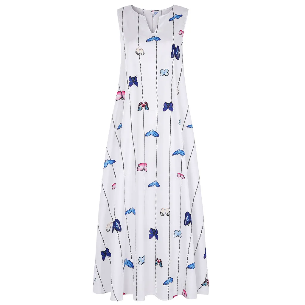 Женское платье 2019 летнее модное женское винтажное Повседневное без рукавов в