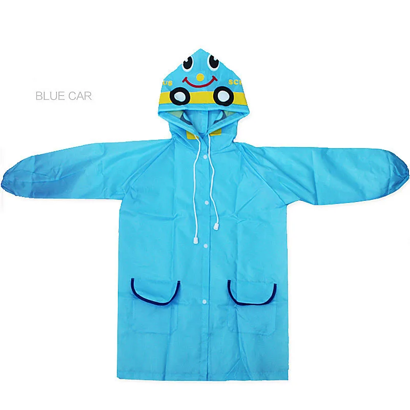 Blue New Cartoon Animal Style Waterproof Kids Raincoat For Children Rain Coat Rainwear Rainsuit Student Poncho Drop Shipping - Цвет: Blue