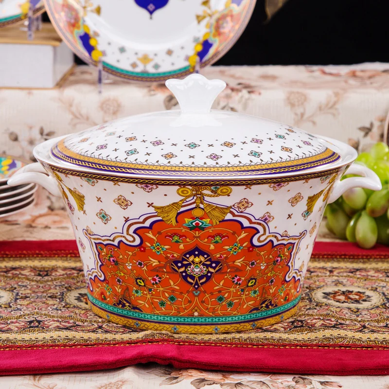 

60pc a set Cutlery set Brand ceramic European dish set home bone china dinner set for 10 people