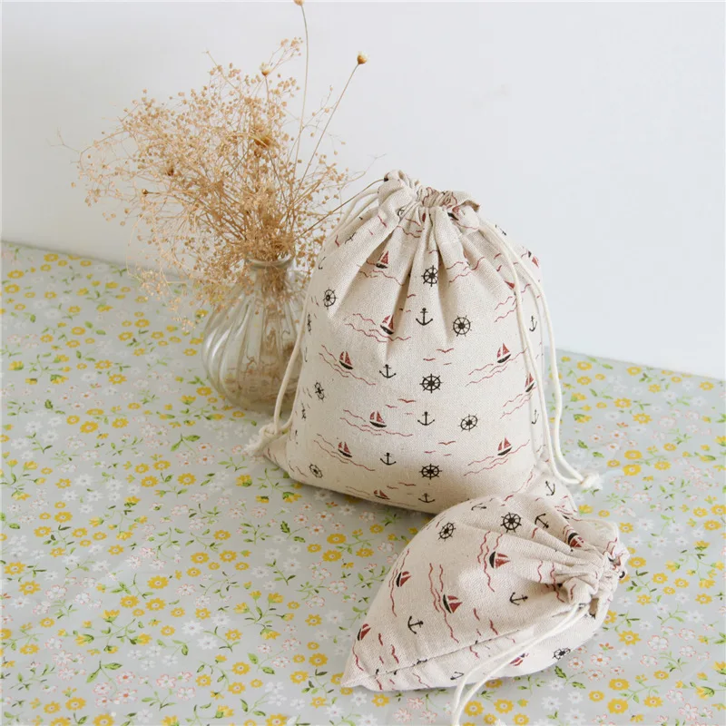 N143 ручная работа льняная Хлопковая сумка для хранения струн конфет и чая